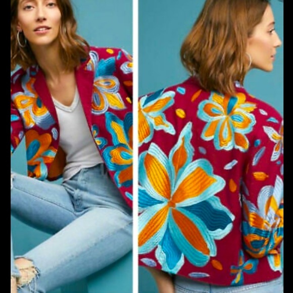 Anthropologie Jackets & Blazers - 🌟HP🌟Anthropologie NWOT ETT:TWA Woodstock Jacket Embroidered Bohemian Blazer S.